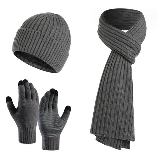 Gorros de invierno Apuakthei, bufandas para hombres con guantes de pantalla, bufandas cálidas para hombres y gorro, conjunto de guantes térmicos