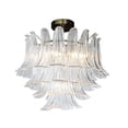 thumbnail image 2 of W24 in 5-Light Vintage Mid-Century Modern Close to Ceiling Light 4-Tier Clear Art Glass Glam Flush Mount Ceiling Light in Antique Bronze for Living Room  Dining Room, 2 of 5