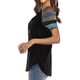 thumbnail image 5 of Camiseta de mujer de manga corta con cuello redondo y bolsillo a rayas en la parte superior, negro, XL Vogacara  AP001586-04, 5 of 6