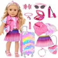 thumbnail image 1 of Set de ropa y accesorios de maquillaje para muñecas ZQDOLL de 18 pulgadas, 1 of 8