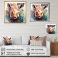 thumbnail image 4 of Designart "Portrait of an Innocent Rhino" Animals Framed Wall Art - Green Rhinoceros Entryway Framed Wall Art, 4 of 6