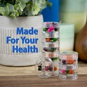 GMS 7 Day Stack Tritan Plastic Pill Case Two Lids & Labels (Extra Small)