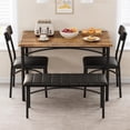 thumbnail image 2 of Ourlova Dining Table Set for 4 Kitchen Table with Upholstered Chairs and Bench 4-Person Dining Room Table Set Rectangular Kitchen Table Set for Small Space Apartment Home Studio Rustic Brown, 2 of 7