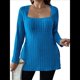thumbnail image 2 of Camisas de Larga para Mujer, Blusas Casuales Modernas con Cuello Cuadrado, Suéteres Ligeros. Azul Real XXL, 2 of 7