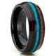 Men's Black Tungsten Wedding Band Engagement Ring Koa Wood Crushed Turquoise Inlay 11 - image 1 of 7