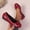 Wine, variant on Women Dressy Flat Shoes Slip on Office Work Shoes with Front Bowknot, Ladies Business Casual Comfortable Low Heels Shoes Outdoor Wear Versatile Plus-Size Loafers
