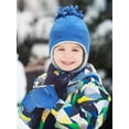 thumbnail image 4 of Spencer Baby Toddler Winter Hat and Glove Set Sherpa Lined Warm Fleece Earflap Beanie Hat & Mitten, Kids Winter Hat for Boys Girls 12-48 Months, Blue, 4 of 10