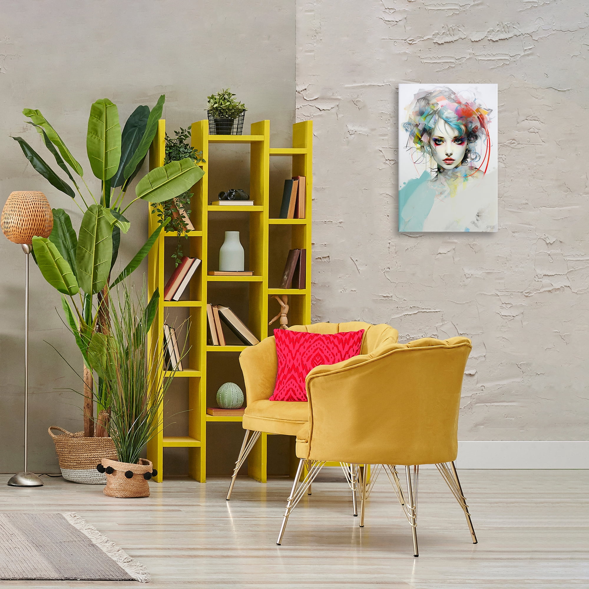 Stupell Industries Abstract Hair Visage Novelty Painting Gallery Wrapped Canvas Art Print Wall Art, 16 x 24