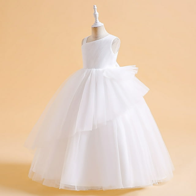 Robes pour Filles - Catégorie de Produit Robe pour Enfants Robe Sans Manches Performance Longue Robe à Pompons Fête Favori Exquis pour Petite Fille