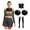 Black A, variant on TiaoBug Womens Cheer Leader Costume Cheering Uniform Long Sleeve Dress with Stockings Red A M