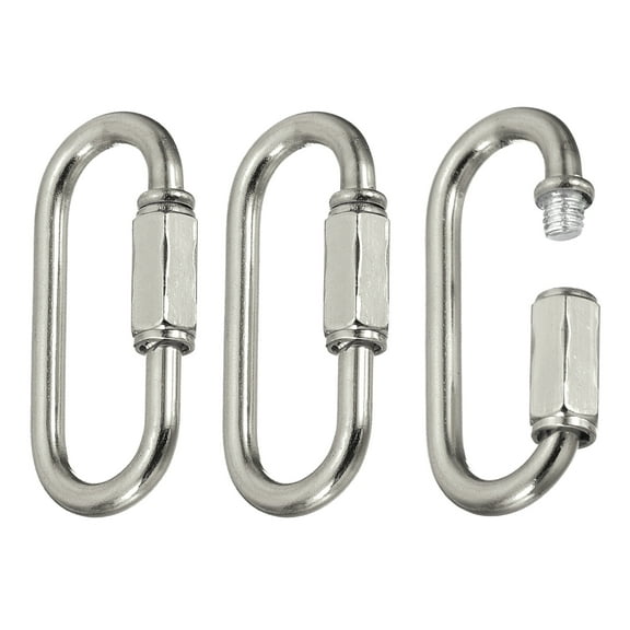 Chain Connectors, 4mm Thick Quick Link Screw Lock Oval Clips for Chandelier Pendant Lights, Silver Tone, Pack of 3