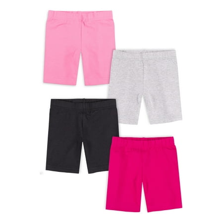 Little Star Organic Toddler Girl 4Pk Bike Shorts, Size 12M-5T