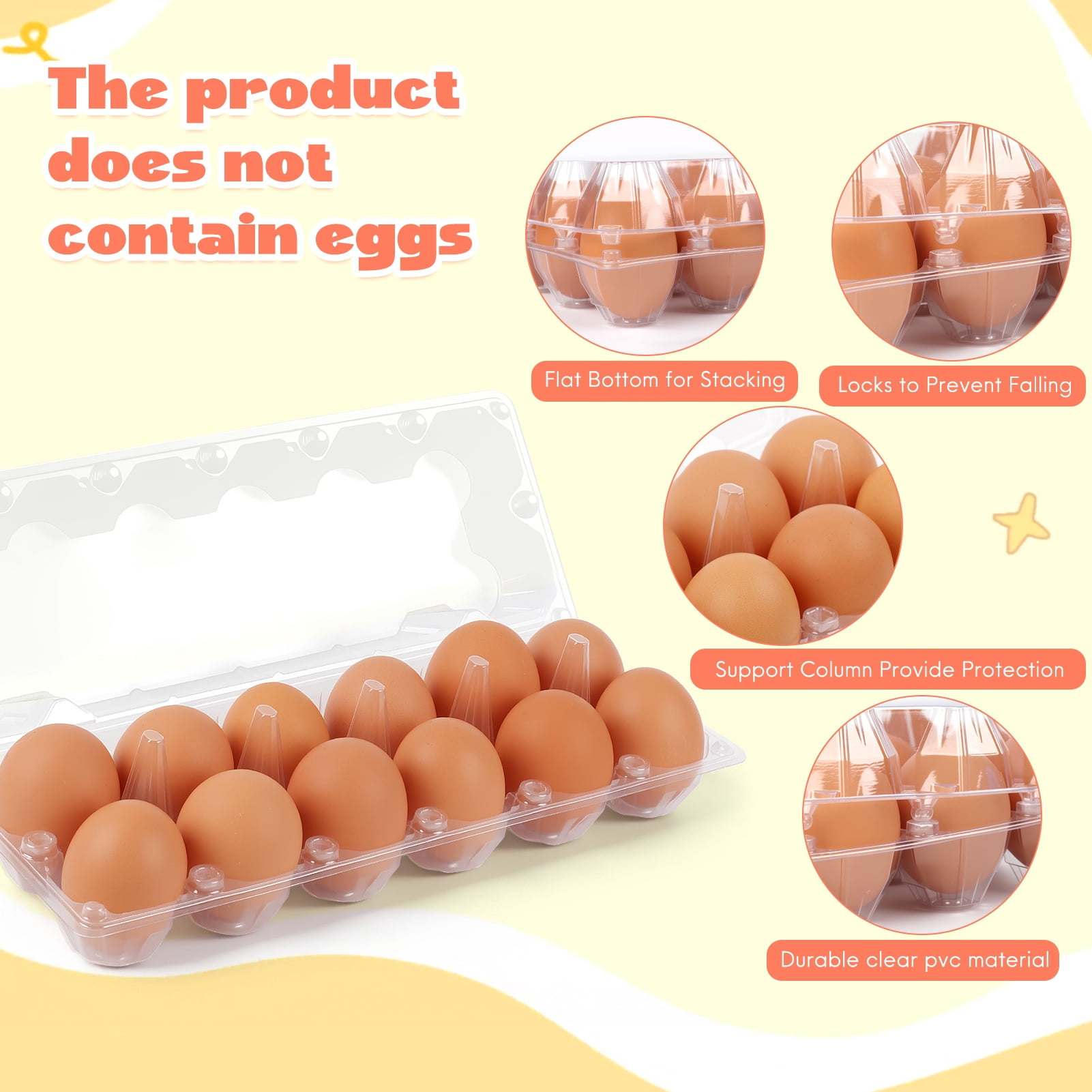 2*6 Plastic Egg Cartons, Clear Empty Chicken Egg Carton, Reusable & Cheap Egg Containers Bulk for Family, Farm, Markets Display