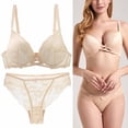 thumbnail image 2 of Levmjia Women Floral Lace Lingerie Set Two Piece Panty Adjustable Thin Straps Underwire Support Thin Cup Soft Breathable Outfit Daily Honeymoon Romantic Private Bedroom Night, 2 of 6