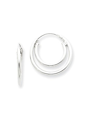 Sterling Silver Rhodium-plated 2.5mm Satin & Diamond Cut Hinged Classic Hoop Earrings Length 67mm