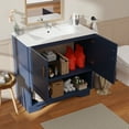 thumbnail image 3 of 36 Inch Bathroom Vanity Cabinet - Freestanding Cabinet with Sink,2 Soft-Close Doors & 1 Open Shelf,Blue, 3 of 8