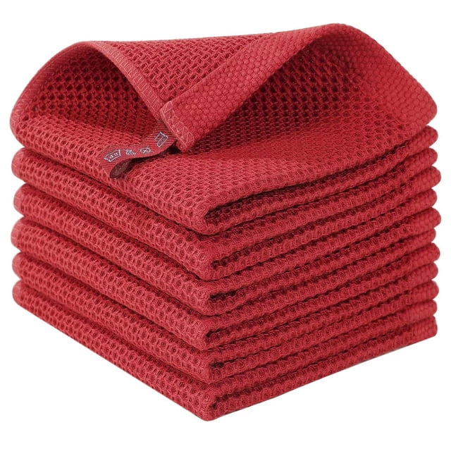 Paños de cocina de tejido gofrado de algodón, paños de cocina ultra suaves y absorbentes de secado rápido, paquete de 6