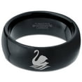 thumbnail image 2 of Tungsten Swan Bird Anatidae Cygnus Swimming Band Ring 8mm Men Women Comfort Fit Black Dome Polished, 2 of 4