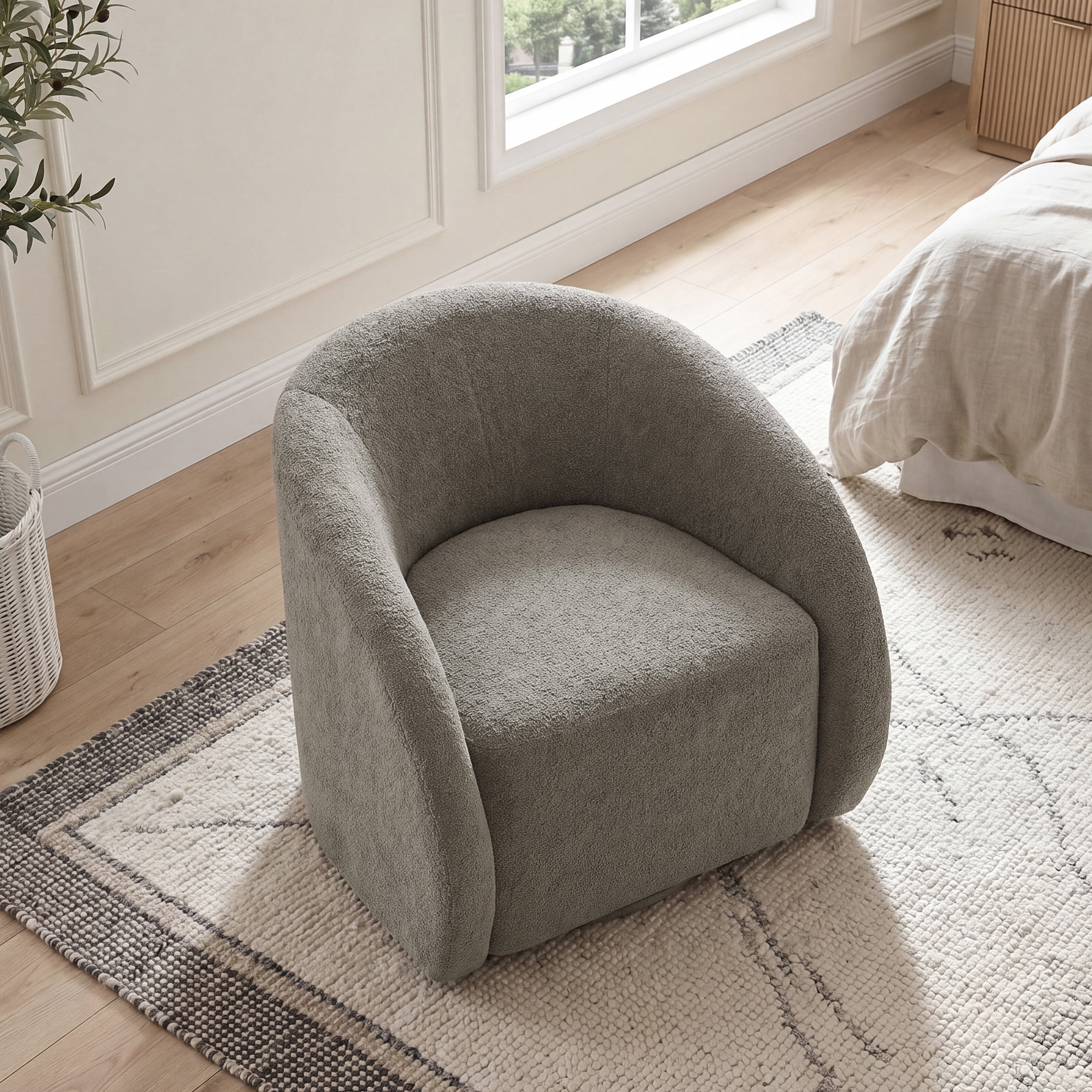 OakvillePark Lomi Contemporary Microfiber Swivel Chair, Grayish Brown