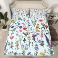 thumbnail image 2 of Feelyou Cartoon Lavender Floral Twin Sheet Sets, Rustic Leaf Plant Twin Fitted Sheet, Kawaii Groovy Daisy Flower Flat Sheet, Breathable Home Decor, 3 Pieces, 2 of 7