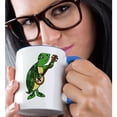 thumbnail image 2 of 3drose, Funny Cool Sea Turtle Playing the Banjo Cartoon, 15oz Two-tone Blue Mug, 2 of 6