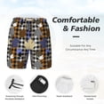 thumbnail image 3 of Sikiie maple leaves Houndstooth Print Men's Double Layer Swimming Trunks, Adjustable Waistband and Pockets Sports Swimming Trunks, Beach Swimwear-XX-Large, 3 of 6