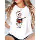 thumbnail image 1 of Camiseta De Manga Corta Para Mujer, Camisetas De Verano Para Pescar, Acampar, Uso Diario1pc Festive Christmas Snowman with Wine Glass Print, Women'S Casual Crew Neck Short Sleeve T-Shirt, Polyester, 1 of 6