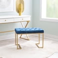 thumbnail image 2 of Powell Julius Velvet Ottoman, Gold/Navy, 2 of 7
