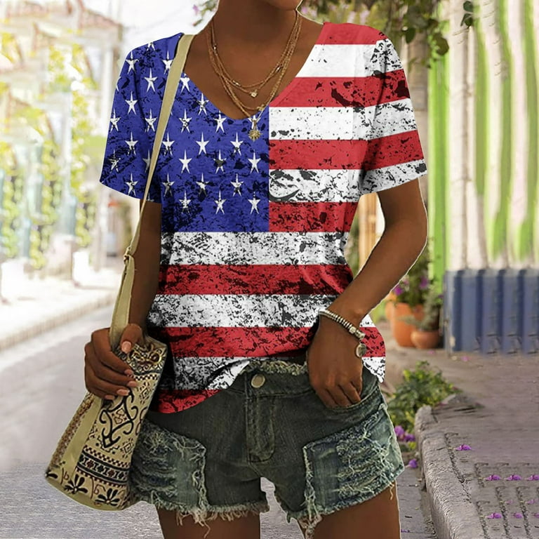 Red white and blue shirts women's deals