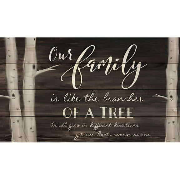 OUR FAMILY IS LIKE THE BRANCHES OF A TREE Distressed Pallet Wood Sign, 24" x 14"