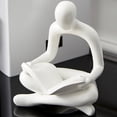 thumbnail image 1 of Estatua de abstracto moderno, escultura artesanal, decoración de resina, personaje artístico para regalos de cumpleaños, decoración de Lectura blanca perfecl Estatuilla abstracta, 1 of 8