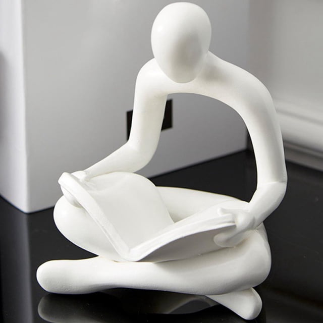 Estatua de abstracto moderno, escultura artesanal, decoración de resina, personaje artístico para regalos de cumpleaños, decoración de Lectura blanca perfecl Estatuilla abstracta