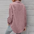 thumbnail image 4 of Baqcunre Long Sleeve Shirts For Women Woman Over Size Solid Color Turn Down Collar Fashion Loose Leisure Corduroy Lohas Time Coat Shirt Womens Shirts Workout Tops For Women Pink XL, 4 of 7
