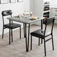 thumbnail image 6 of Jojoka 3 Piece Dining Set for 2, Table and 2 PU Leather Upholstered Chairs, Wood Top Breakfast Dinette for Small Space, Kitchen, Apartment, Dining Room, Rustic Grey, 6 of 11