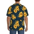 thumbnail image 7 of Balery Blue Striped Sunflower A Men's Casual Button Down Shirt Short Sleeve Textured Summer Cuban Beach Shirts-Large, 7 of 7