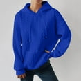 thumbnail image 4 of 2026 Autumn Hoodie Blue Hoodie Long Sleeves V-Neck Chunky Cardigan Sweaters for Women Solid Color Comfy Hoodie Workout Hoodie(3XL), 4 of 5