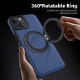 thumbnail image 7 of Allytechgroup Magnetic Case for iPhone 14, Built-in Invisible 360° Rotatable Kickstand, Compatible with MagSafe, PU Leather Slim Shockproof Protective Phone Case Cover, Blue, 7 of 7