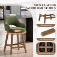 thumbnail image 3 of EOP Modern Swivel Bar Stools Set of 4, 25" Upholstered Counter Height Bar Stools with Wood Legs & Curved Back, Mid Century Bar Chairs for Kitchen Island Pub, Green, 3 of 11