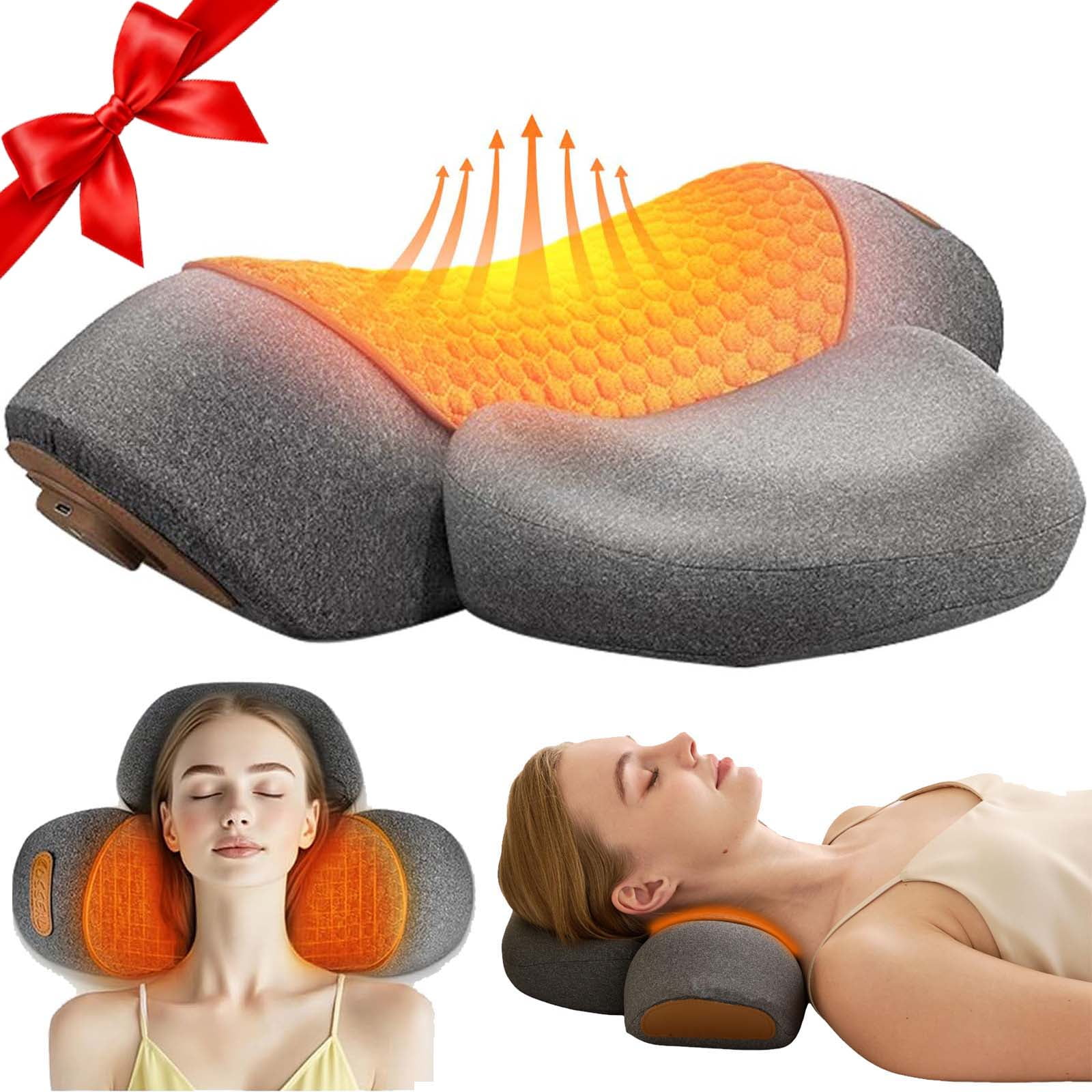 Fisiorest 3-in-1 Neck Massager Pillow - with Heat, Massage, and Traction Stretching,Deep Tissue Massage Relieves Shoulder and Neck Muscle Pain and Stiffness,Cordless & USB-C Charging