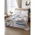 thumbnail image 3 of Full Size Flat Sheet Only, Blue Oceans Beach Soft Brushed Microfiber Bed Sheets, Nautical Coastal Starfish Seashell Hotel Quality Breathable Bedding Top Sheet, Easy Care, 81"x96", 3 of 9