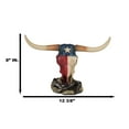 thumbnail image 4 of Western Bull Cow Steer Skull With Texas Lone Star State Flag Desktop Figurine, 4 of 9