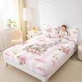 thumbnail image 4 of Homewish Princess Castle Full Size Sheets 4-Piece for Kids Children Teens,Floral Flowers Rose Breathable Bed Sheets,Geometric Stripes Lightweight Sheet Sets,Ultra Soft Home Decor, 4 of 7