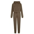 thumbnail image 5 of BXINGOHAI Women 2 Piece Outfits Hoodie Sweatsuits Set Sweatpants Long Sleeve Sweatshirt Matching Joggers Tracksuit Sets Today Brown,L, 5 of 6