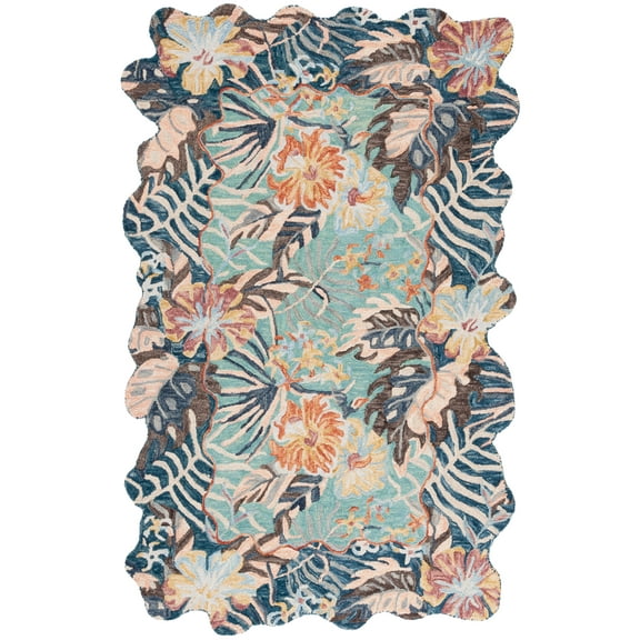SAFAVIEH Jardin Rose Floral Area Rug, Navy/Turquoise, 8' x 10'