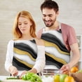 thumbnail image 3 of Black White Marble Gold Wave Pattern Apron-Garden Aprons for Women with Pockets-Cotton Linen Waterproof Kitchen Cooking Gardening Aprons Adjustable for Kitchen,Cooking,BBQ and Salon 33x27 Inch, 3 of 7