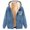 Blue, variant on Women Zip Up Heart Paw Print Sherpa Lined Hooded Jacket Reinforced Stitching Wrinkle Resistant Thick Fleece Outer Coat 1pc M-XXXL True To Size