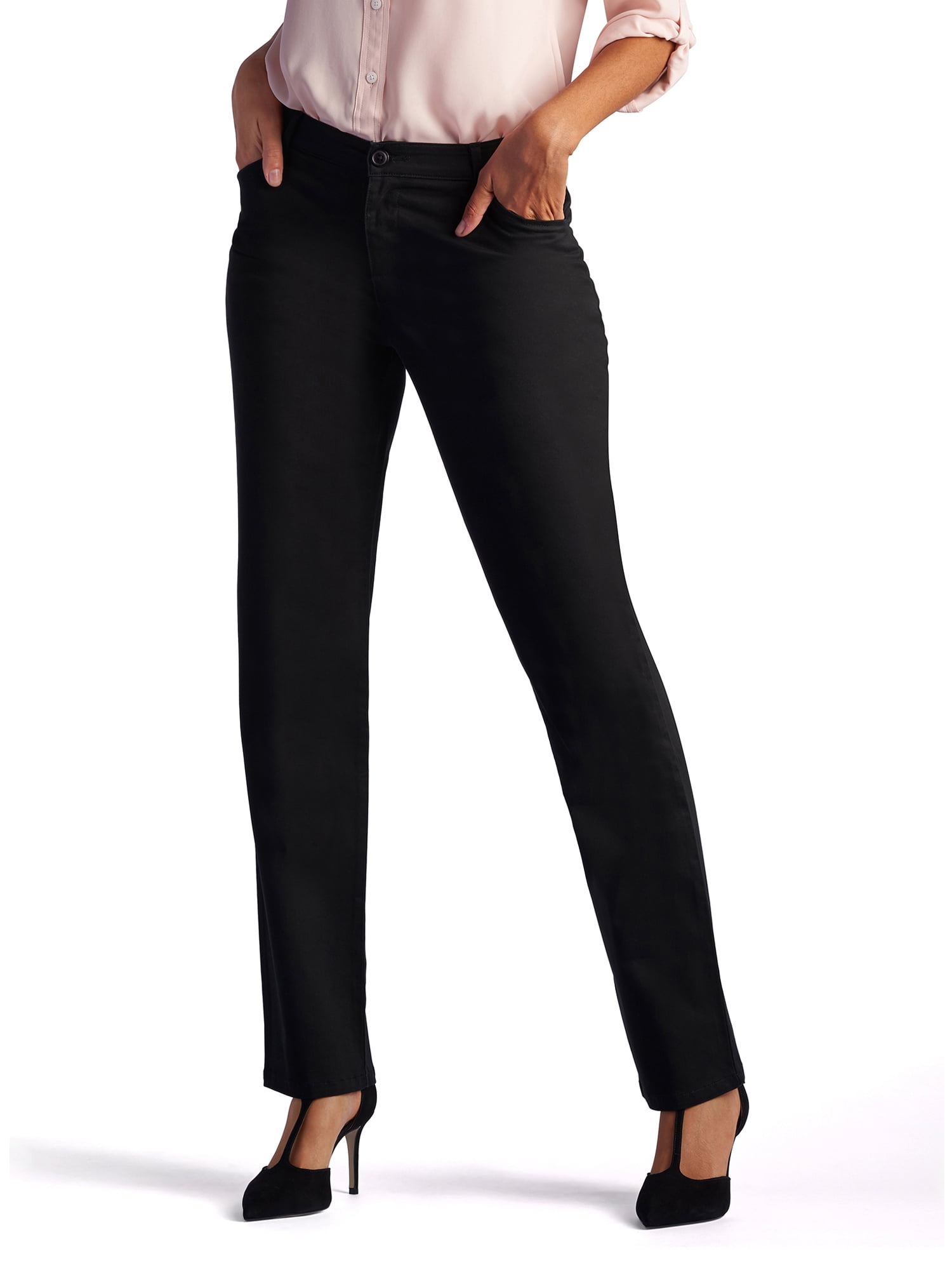 LEE Women’s Relaxed Fit All Day Straight Leg Pant, 6 Long, Black
