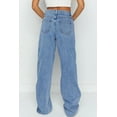 thumbnail image 2 of Women's Blue Mid Rise Asymmetrical Waist Wide Leg Jeans - Comfortable & Stylish | [ZhiHiMeRi] | 10, 2 of 10