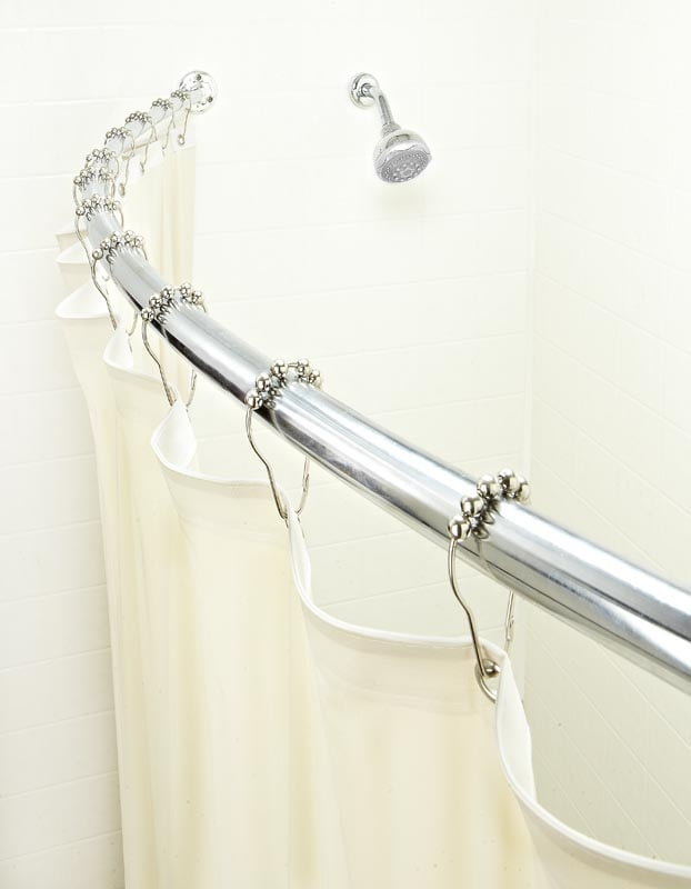 Adjustable Curved Shower Curtain Rod, Permanent Mount Curved Shower Curtain Rod