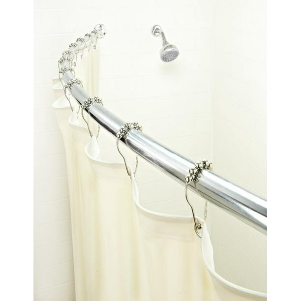 Adjustable Curved Shower Curtain Rod, Satin Nickel Shower Curtain Rod